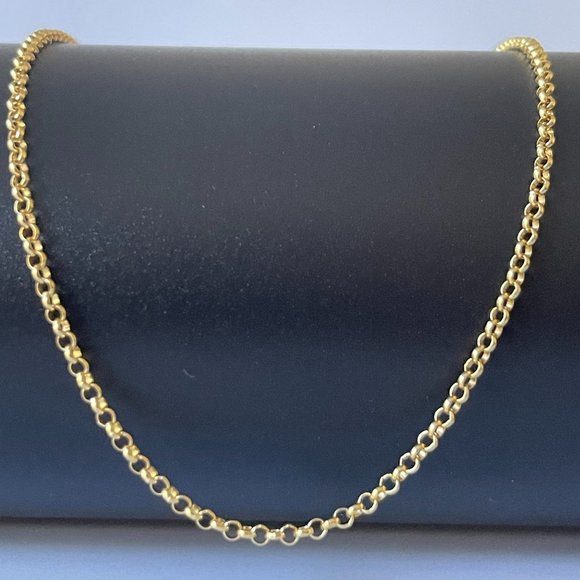 Solid 14K Gold Rolo Link Chain Necklace 18 inch, 2.5 mm,4.54 gram - Picture 17 of 17
